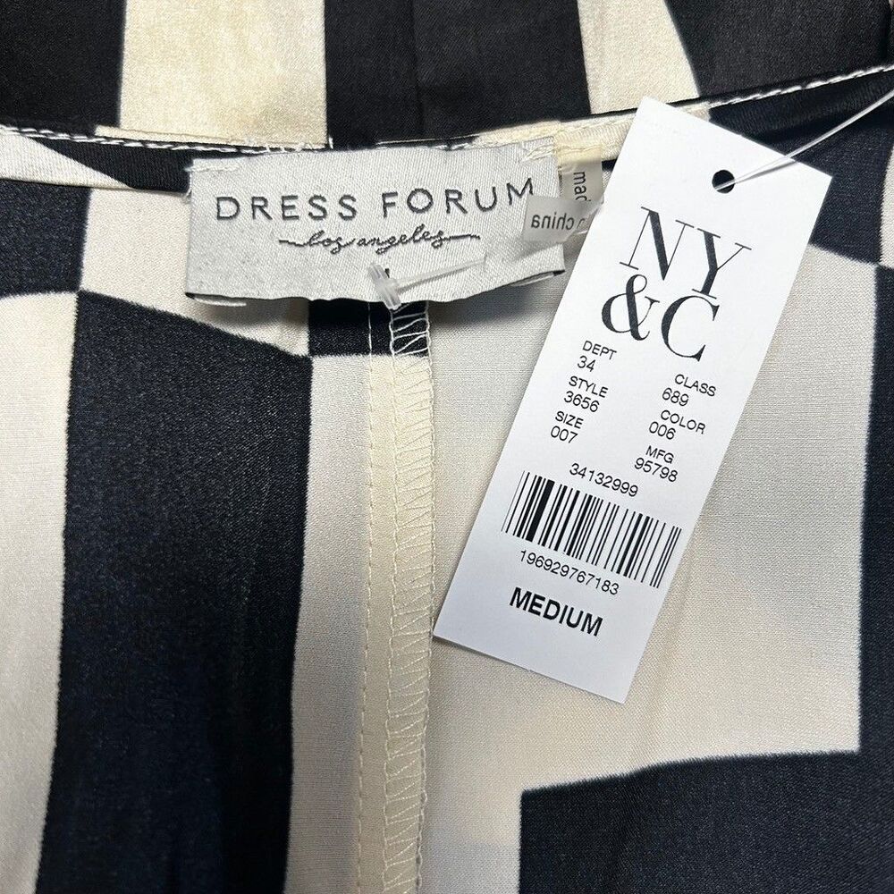 Dress Forum Los Angeles NY&C Geometric Wrap Maxi Dress Womens Medium Black Cream - Picture 9 of 11